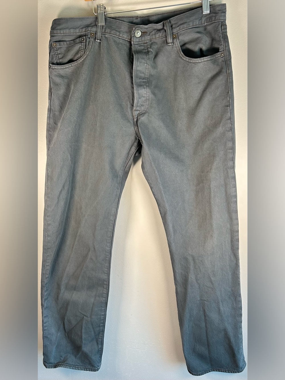 Levi's 501 Men’s Denim Jeans 36X31 Gray Regular Fit 5-Pocket Design Button Fly
